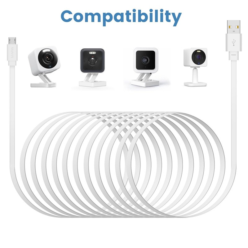 Smays 4-Pack 25 ft Extension Cable for WYZE Cam v4, 25 Feet, White gallery