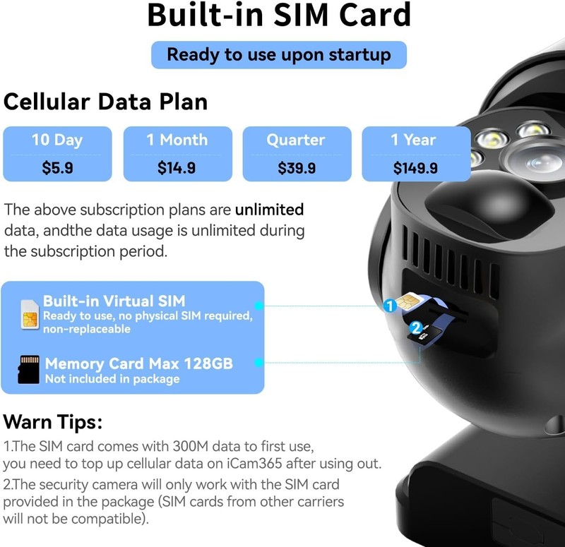 Waterproof 4G LTE Security Camera - 2K HD View, Pan & Tilt, Two-Way Audio gallery