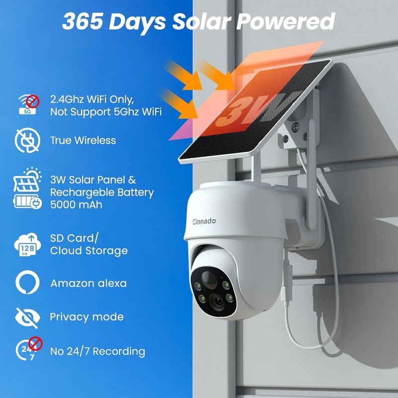 2K Wireless Solar Security Camera 2 Pack Outdoor Wi-Fi AI Detection Night Vision gallery