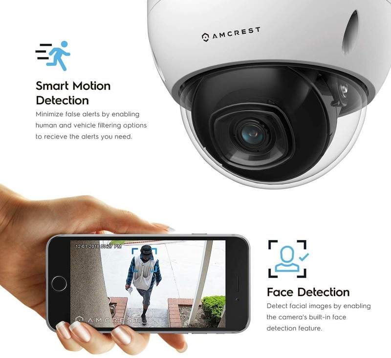 Amcrest 4K POE AI IP Security Camera Video System 8MP Vandal Dome 1 Year Warrant gallery