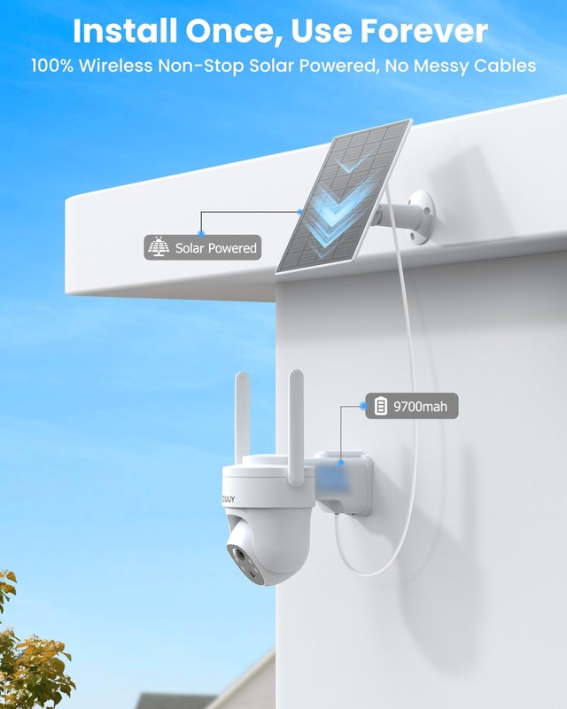 Solar Security Cameras Wireless Outdoor 3MP Pan Tilt 360°WiFi Camera with Col... gallery