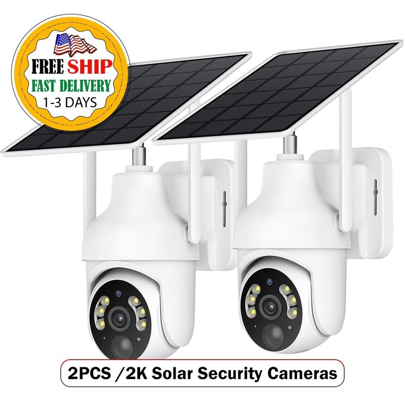 2x Camaras De Seguridad Para Exterior Solar WIFI Inalambrica Con Vision Nocturna