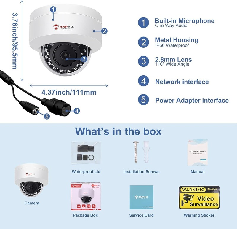 Professional 4MP Dome Camera with Night Vision & Easy Installation - White gallery