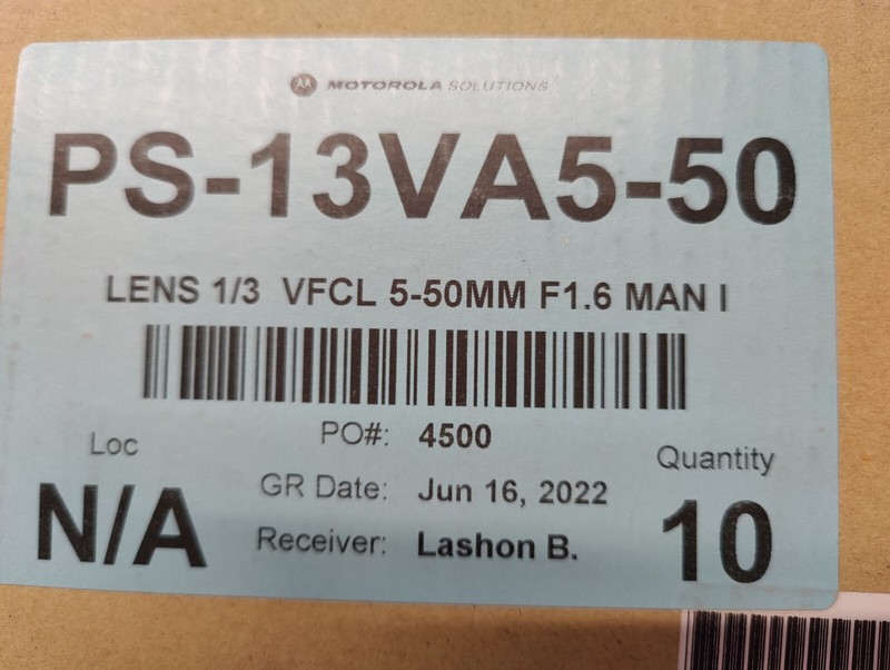 Pelco PS-13VA5-50 LENS 1/3 VFCL 5-50MM F1.6 MAN I NEW gallery