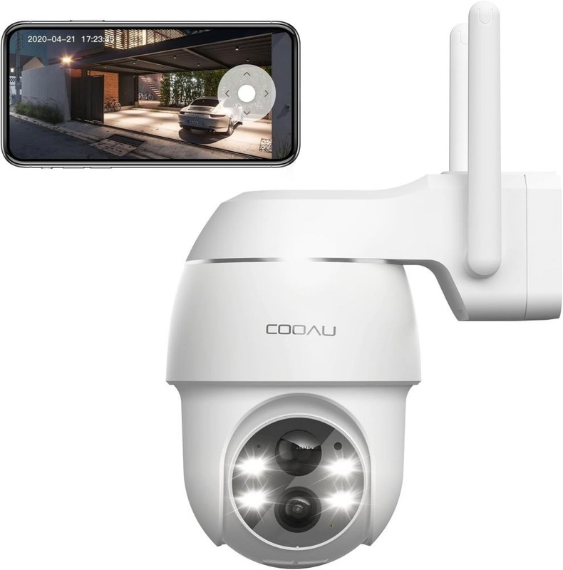 Security Camera with Siren Alarm & Color Night Vision 2K 360° Pan/Tilt IP65
