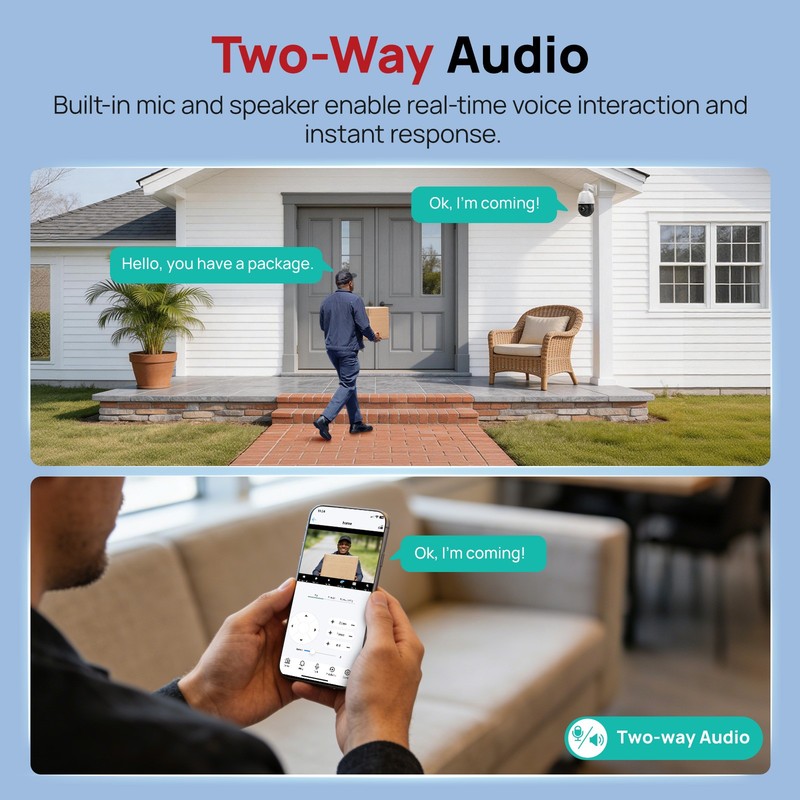 Vikylin 4K 8MP 25X Zoom PoE Security Camera PTZ Auto Tracking Outdoor 2Way Audio gallery