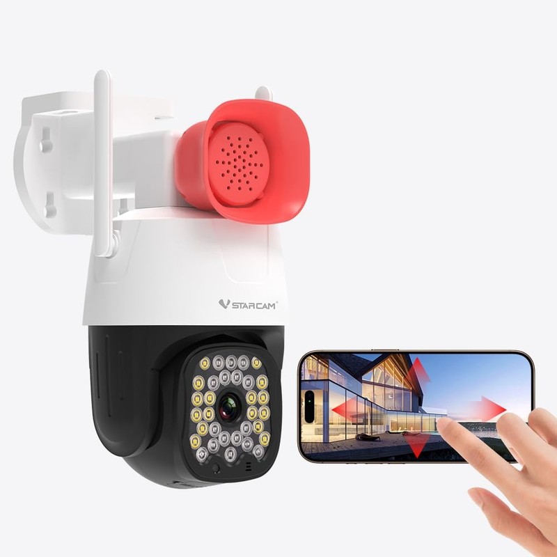 Outdoor Security Camera 3MP 2K Color Night Vision 360° PTZ Auto Tracking – WiFi