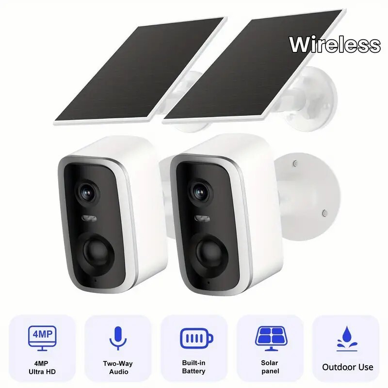 Sansco 2PCS Solar Security Camera Wireless 4MP 2-Way Audio WiFi for Home