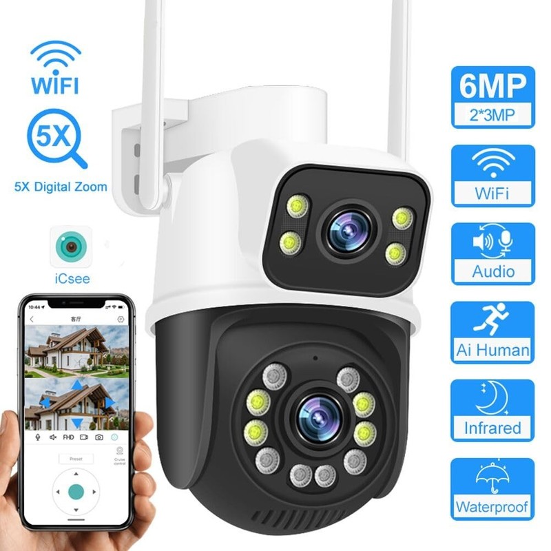 PTZ 2.4G/5G WiFi Outdoor security wireless 2X3MP Dual Lens Linkage Human Dete... gallery