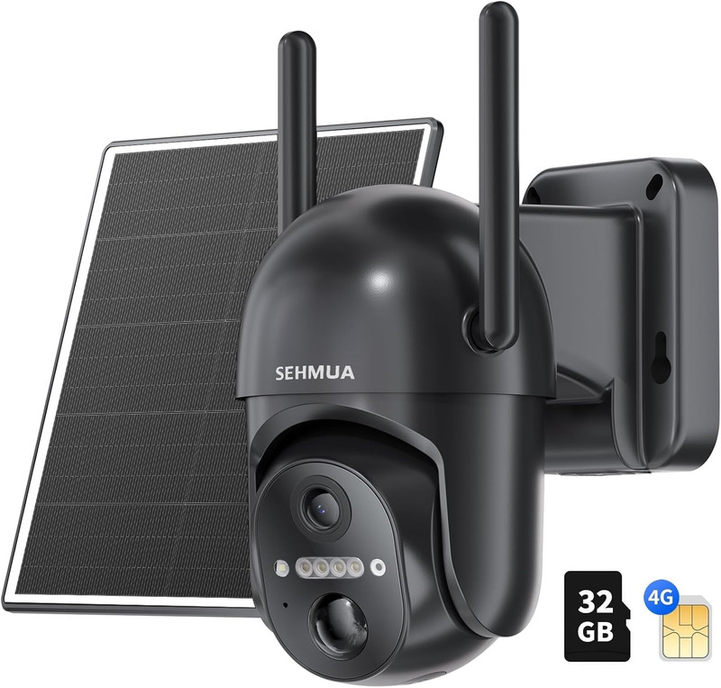 4G LTE Cellular Solar Security Camera Outdoor Wireless 360° 2K Night Vision US gallery