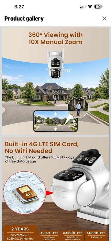 Camcamp LTE Dual Lens Security Camera Wireless Outdoor Solar Panel 2K gallery