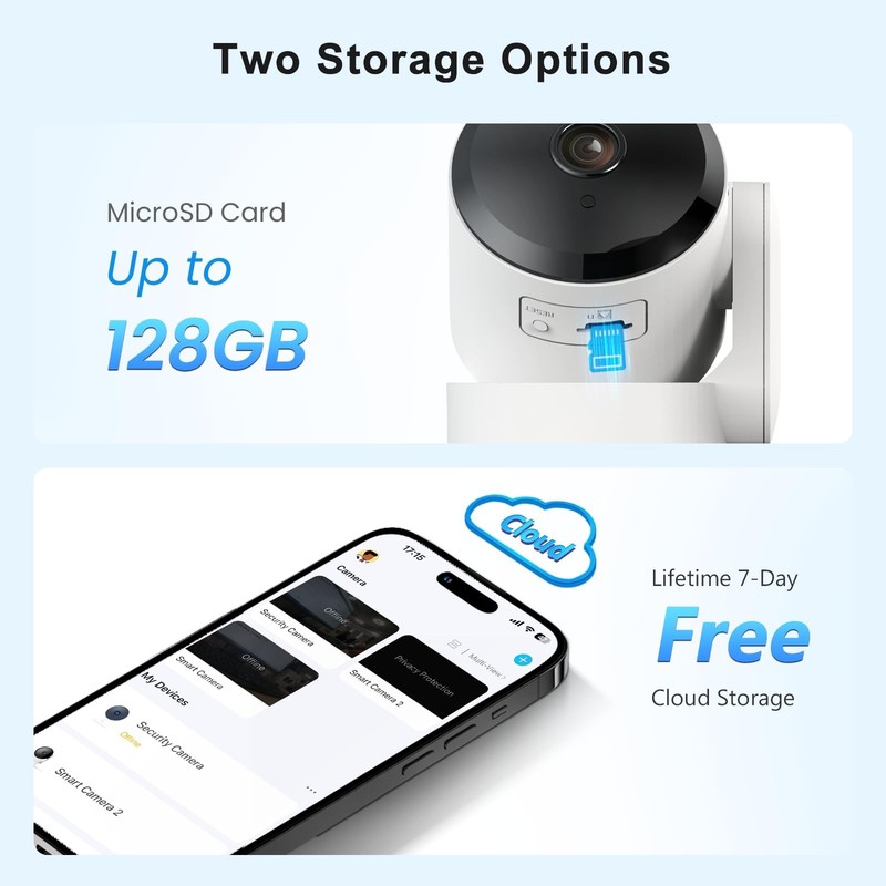 2 Pack 2K Indoor Security Camera Wireless, 360° Pan-Tilt Wi-Fi Pet/Baby Monit... gallery