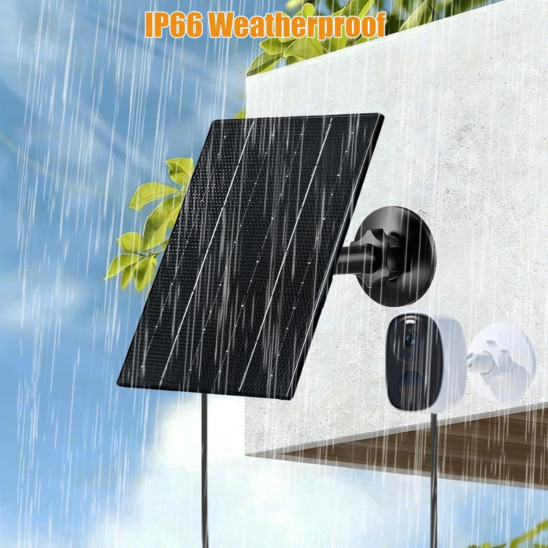 4W Solar Panel for Security Camera, USB-C & Micro USB Solar Charger gallery