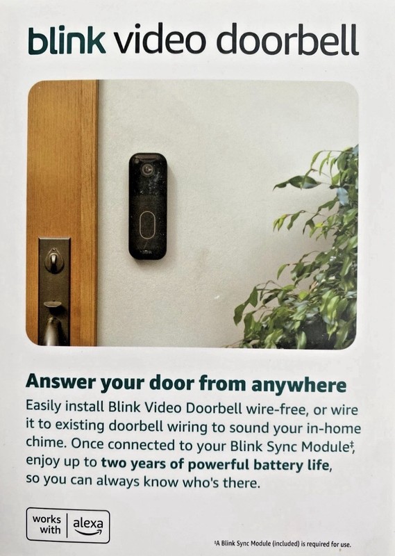 NEW 2025 Blink Video Doorbell 2nd Gen With Sync Module Core System - New gallery