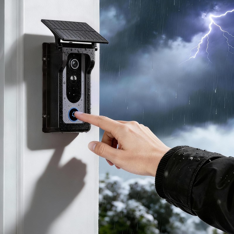 Doorbell Rain Cover Protector with Solar Panel, Plastic Doorbell Rain Protect... gallery