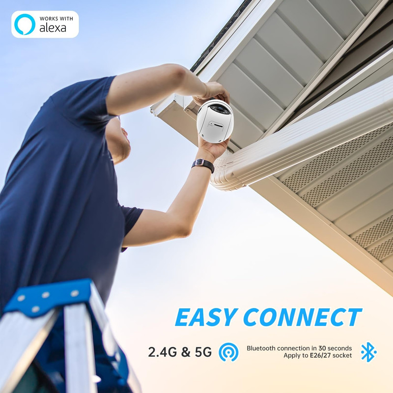 5MP 360° PTZ Light Bulb Security Camera with AI Detection & Night Vision gallery