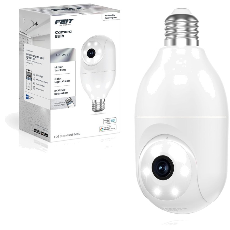 Smart Security Camera Bulb, 2K QHD Resolution, 2-W
