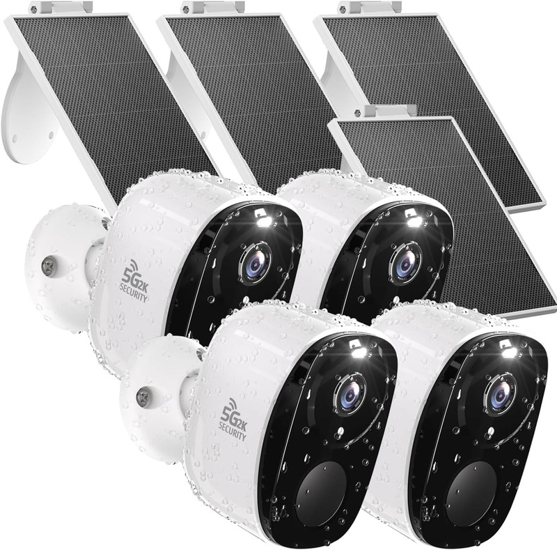 4PC Wireless Solar Outdoor Security Camera, 2.4/5G Wifi Outdoor Camera Wireless