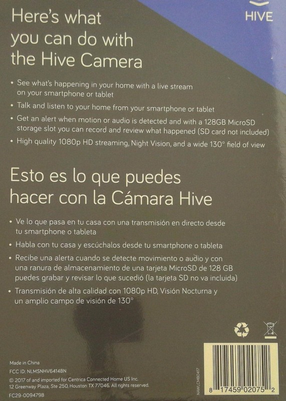 Hive Smart Indoor Camera Wifi FC29-009479B NEW SEALED gallery