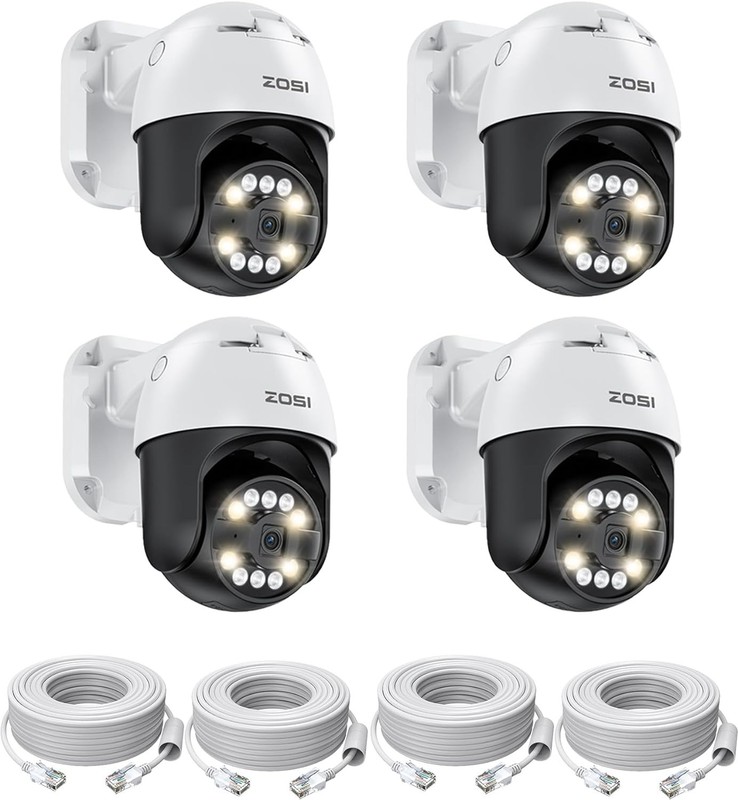 ZOSI 4K 8MP PoE IP Pan/Tilt Add-on Security Camera Outdoor Color Night Vision