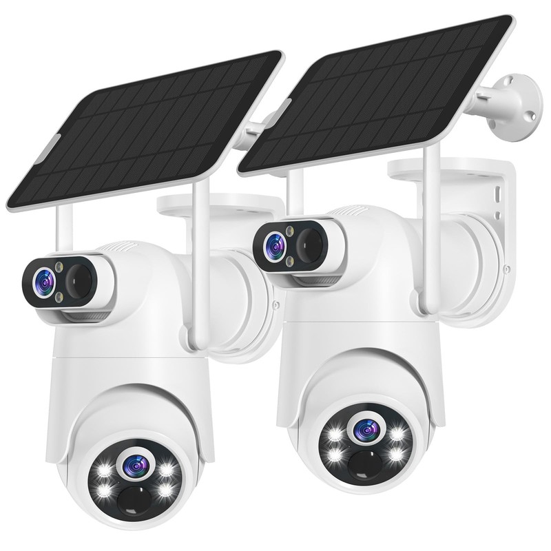 Dual Lens Solar Security Camera Wireless Outdoor – 2.5K HD No Blind Spot with…