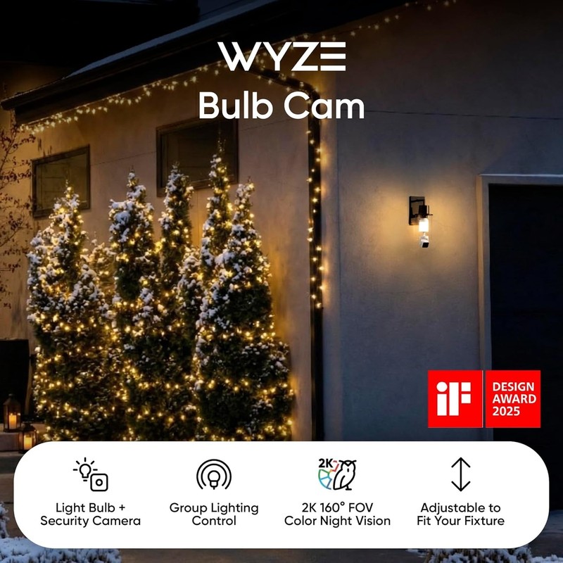 Alexa & Google Assistant Compatible 2K HD Security Light Bulb Camera with Siren gallery