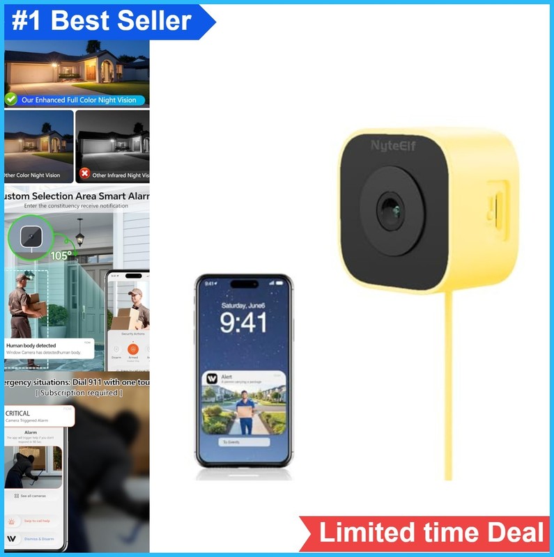 Window Security Camera 3MP 2K WiFi Indoor Dome Cam Two Way Audio Motion