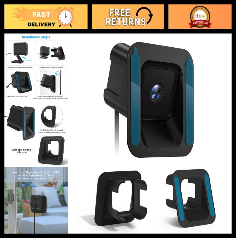 Window Mount for Wyze Cam V4/V3 Pro – Adjustable 20° Tilt, No Screws, Self-Adhes