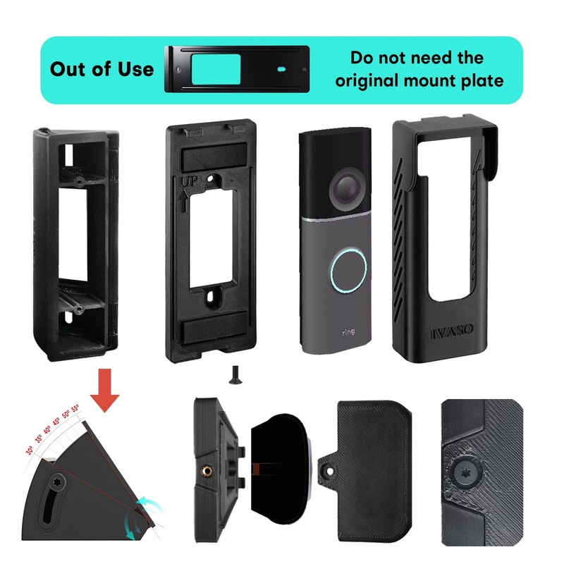 Anti-Theft Angle Adjustable Doorbell Coverd Mount Bracket for Ring Wired Door... gallery