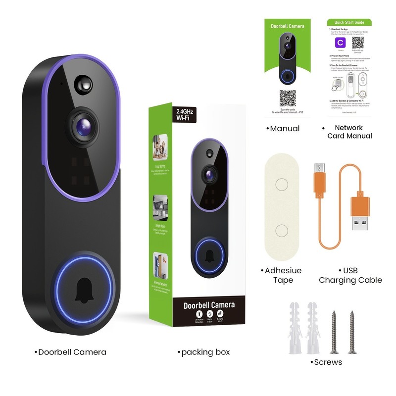 1/2PC Wireless Video Doorbell Camera Smart Home Security WiFi 1080P Night Vision gallery