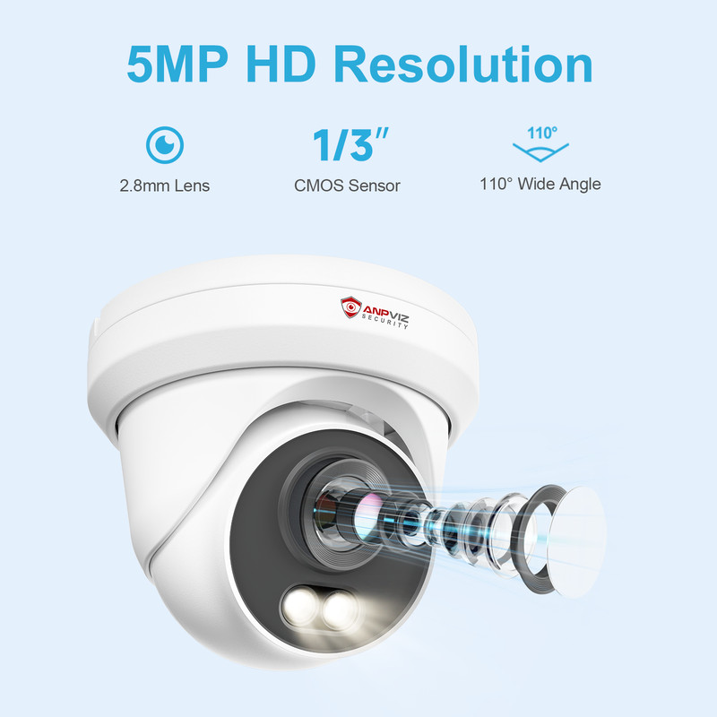 Anpviz 2PCS 5MP Dome PoE IP Camera Outdoor AI Human Detection Color Night Vision gallery