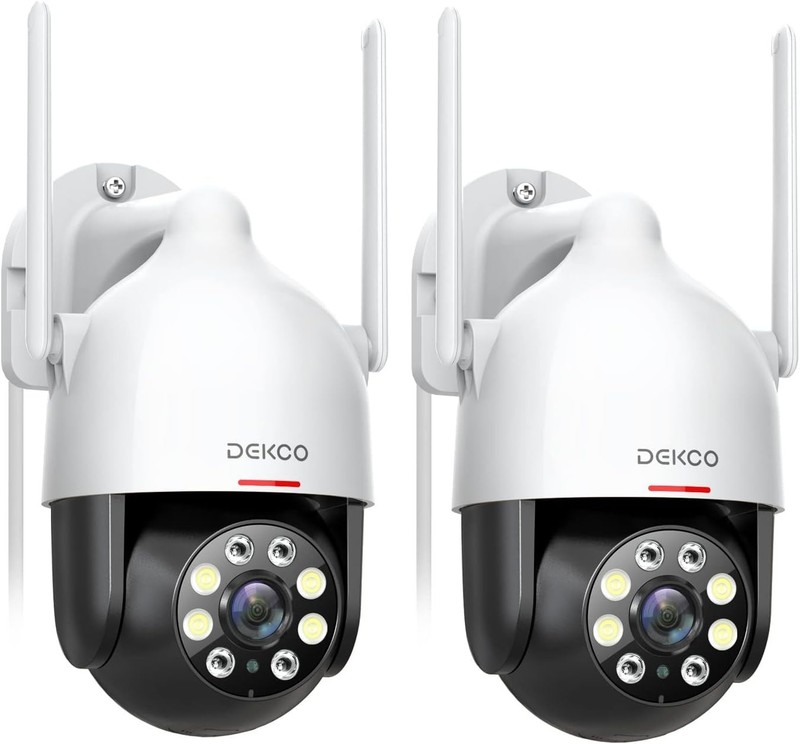 Dekco 2K Outdoor WiFi Security Camera 2 Cam Kit Pan Tilt Dome gallery