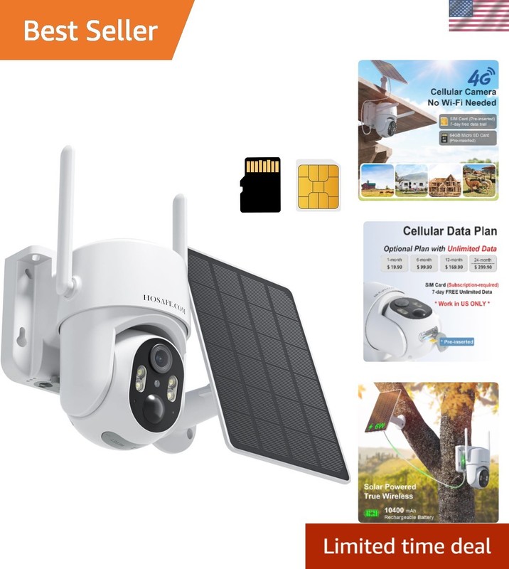 4G LTE Wireless Security Camera – 2K HD Solar, No WiFi Needed for 360° Coverage
