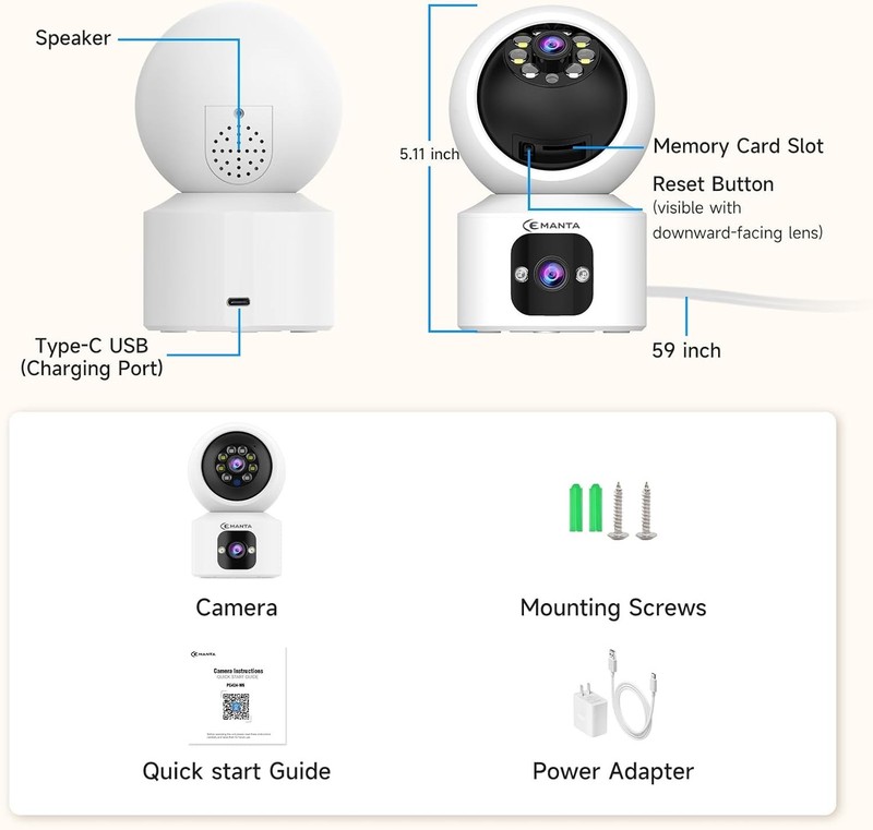 2K Indoor Security Camera, baby monitor, no subscription, 360° Pan, App, Alexa gallery