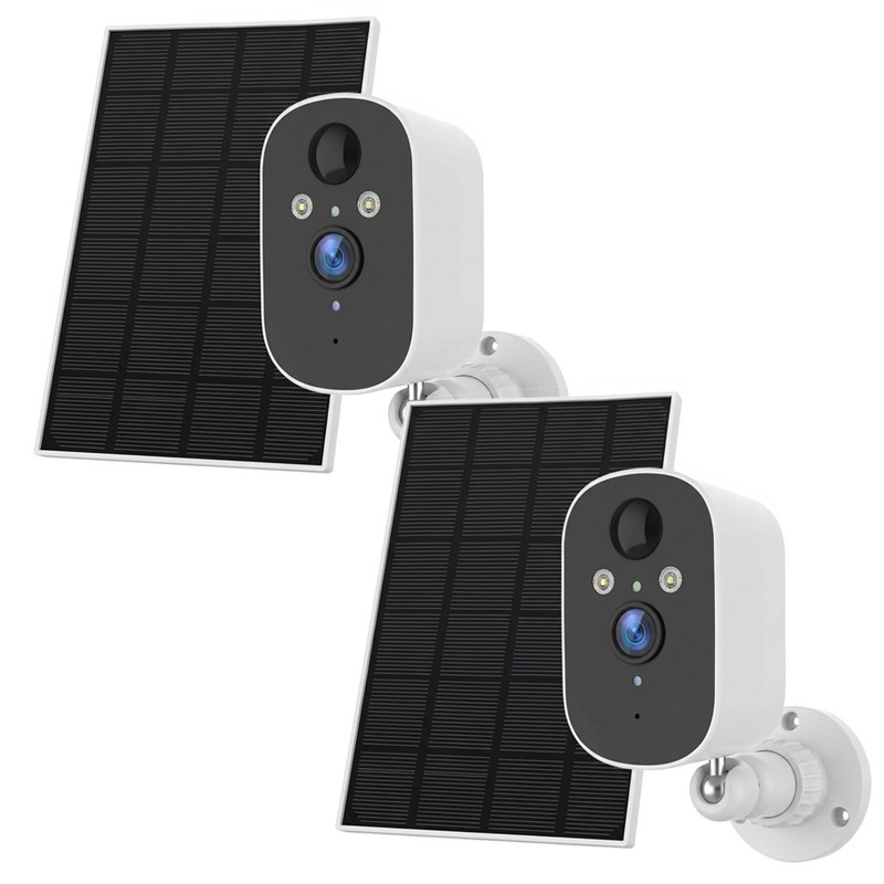 2Pcs Wireless Solar Camera Outdoor Wireless WiFi Battery Solar Powered 2K IP Cam