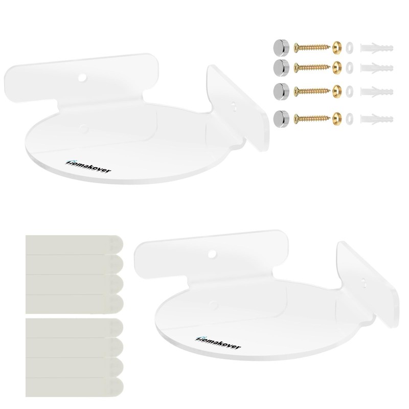 2 PCS Acrylic Mini Circular Corner Shelf Mount Security Camera Holder Clear gallery