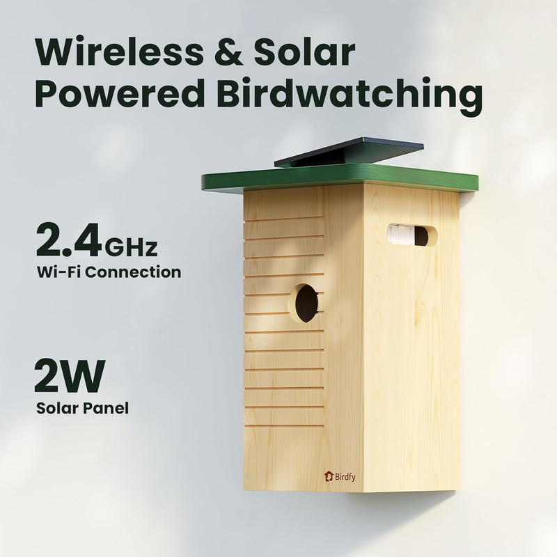 Smart Bird House with Camera Solar Powered, 1080HD Live Video & Night Vision for gallery