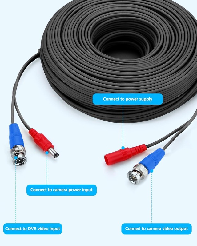 4×200 Feet Video Power Cable BNC Extension Wired Surveillance All-in-Cables f... gallery