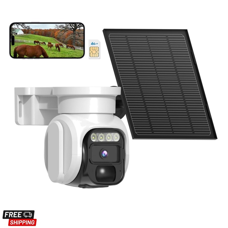 4G LTE Cellular Solar Security Camera Wireless Outdoor, No WiFi Solar Powere …