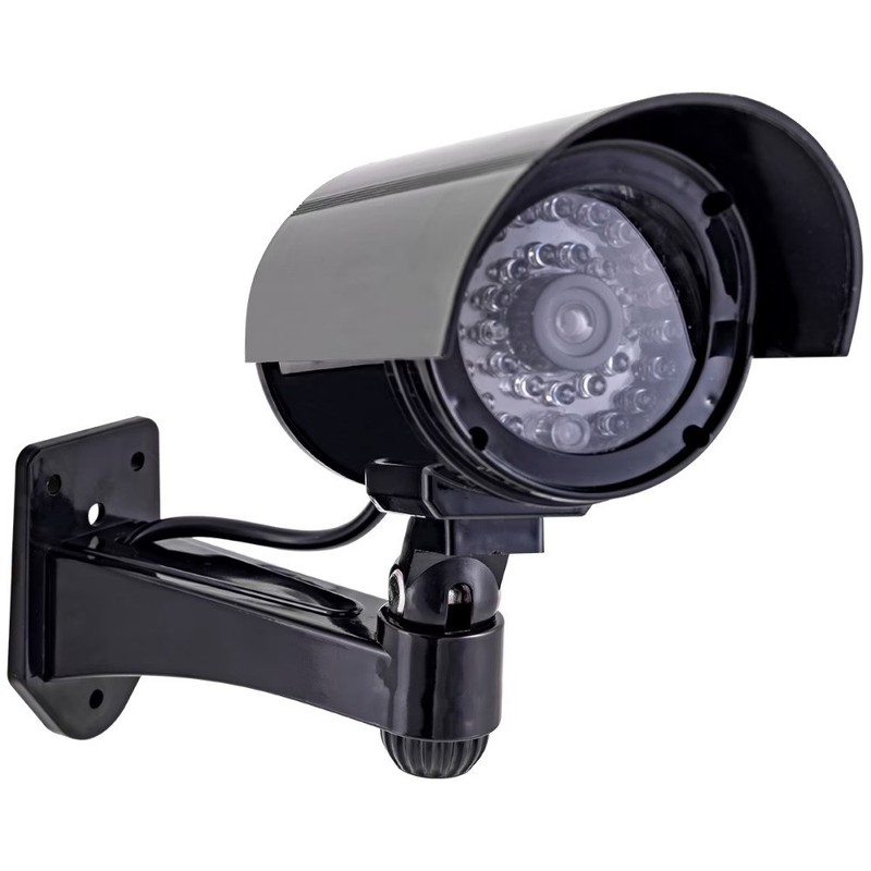 Decoy Surveillance Bullet Camera with Flashing Red Light, Black – 40661