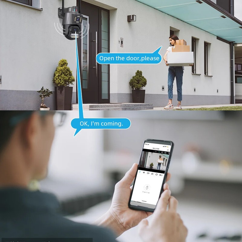 4K HD Dual Lens WIFI Camera PTZ Outdoor Auto Tracking Security Camera Waterproof gallery