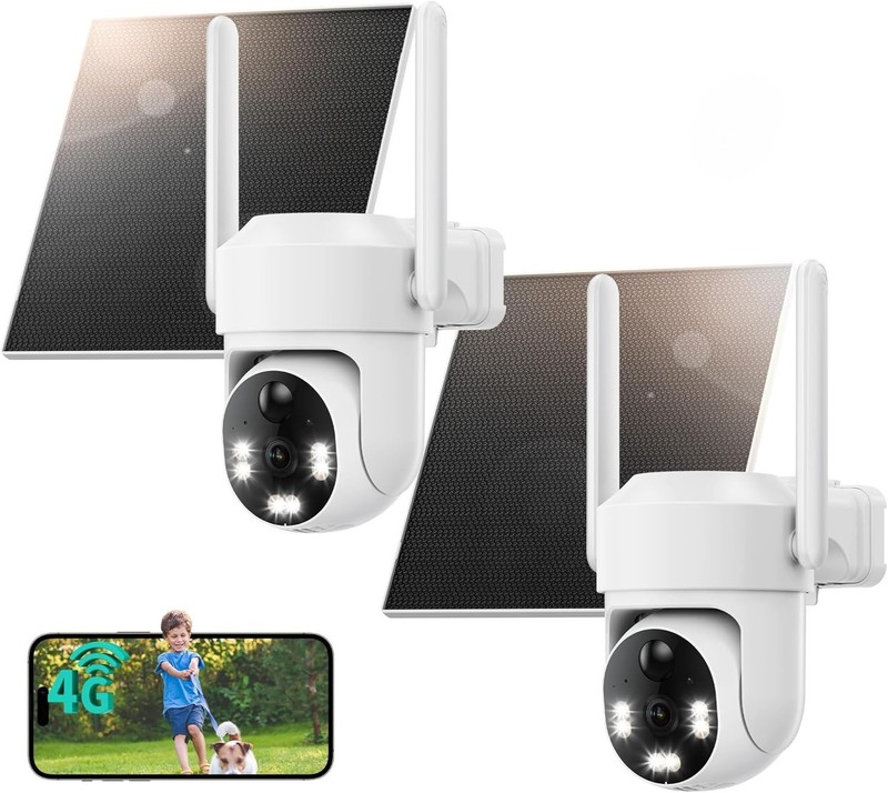 Innovative 2-Pack of Solar-Powered 4G LTE Cameras - 360° PTZ and Two-Way Audio gallery