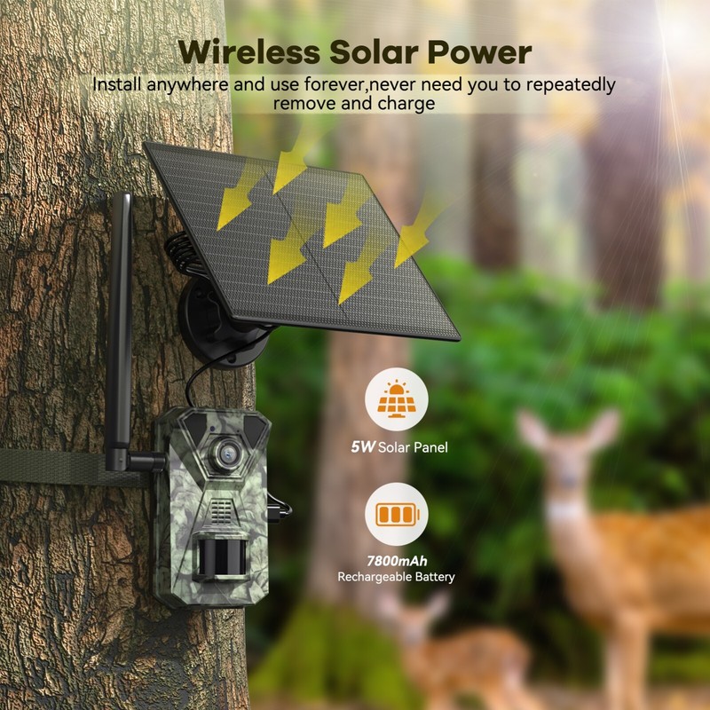 4G LTE Solar Wildlife Hunting Trail Camera Full HD Night Vision Motion 64G SD gallery
