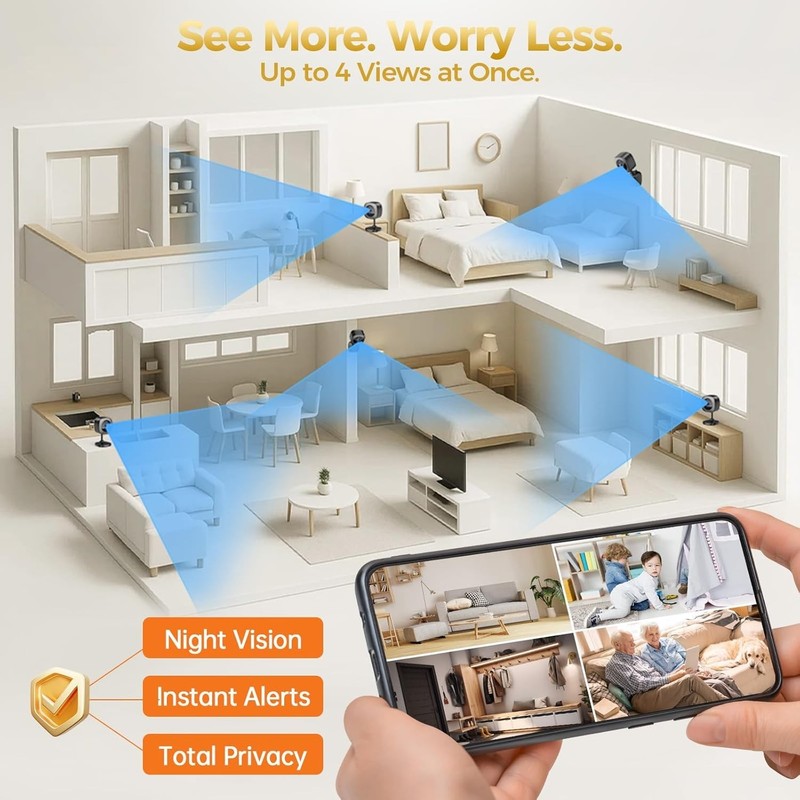 2K Indoor Security Camera with 2 way Audio, Night Vision and Alexa Compatibility gallery