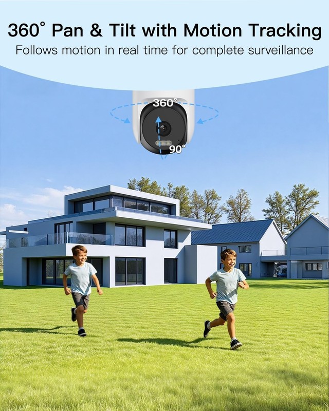2.5K 4MP Outdoor Security Camera with 360° Pan/Tilt & Color Night Vision gallery