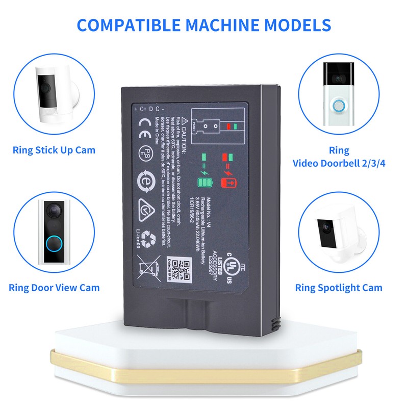Genuine V4 Battery for All-new Ring Battery Doorbell Plus & Video Doorbell 2/3/4 gallery