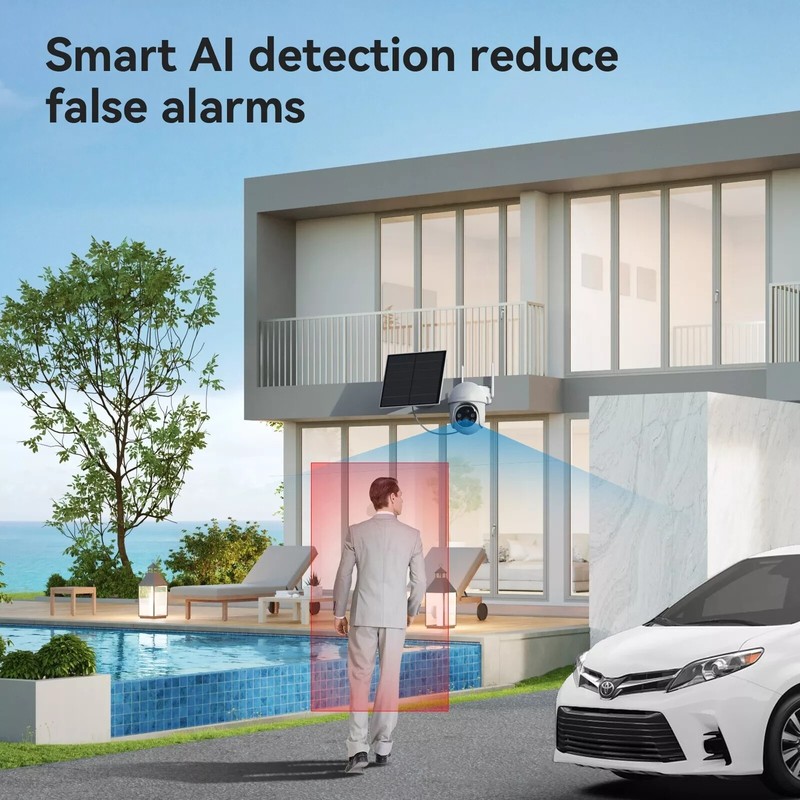 TMEZON 3MP Wireless Solar Powered Security Surveillance System Camera Night View gallery