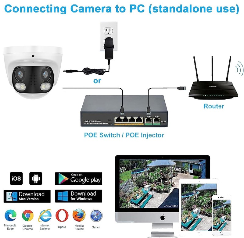 Panoramic 8MP 4K Dual Lens PoE IP Security Outdoor Camera 180 Degree Wide Ang... gallery