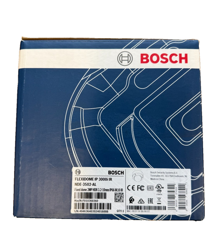 BOSCH NDE-3502-AL FLEXIDOME IP 3000i IR Fixed dome 2MP HDR 3.2-10mm IP66 IK10