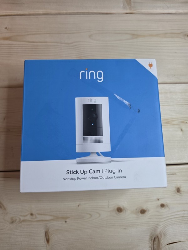 Ring Stick Up Cam Plug-In Indoor Outdoor Security Camera White HD WiFi Two-Way